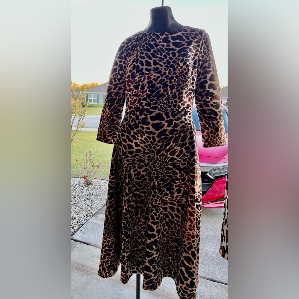 Calvin Klein long sleeve leopard print dress